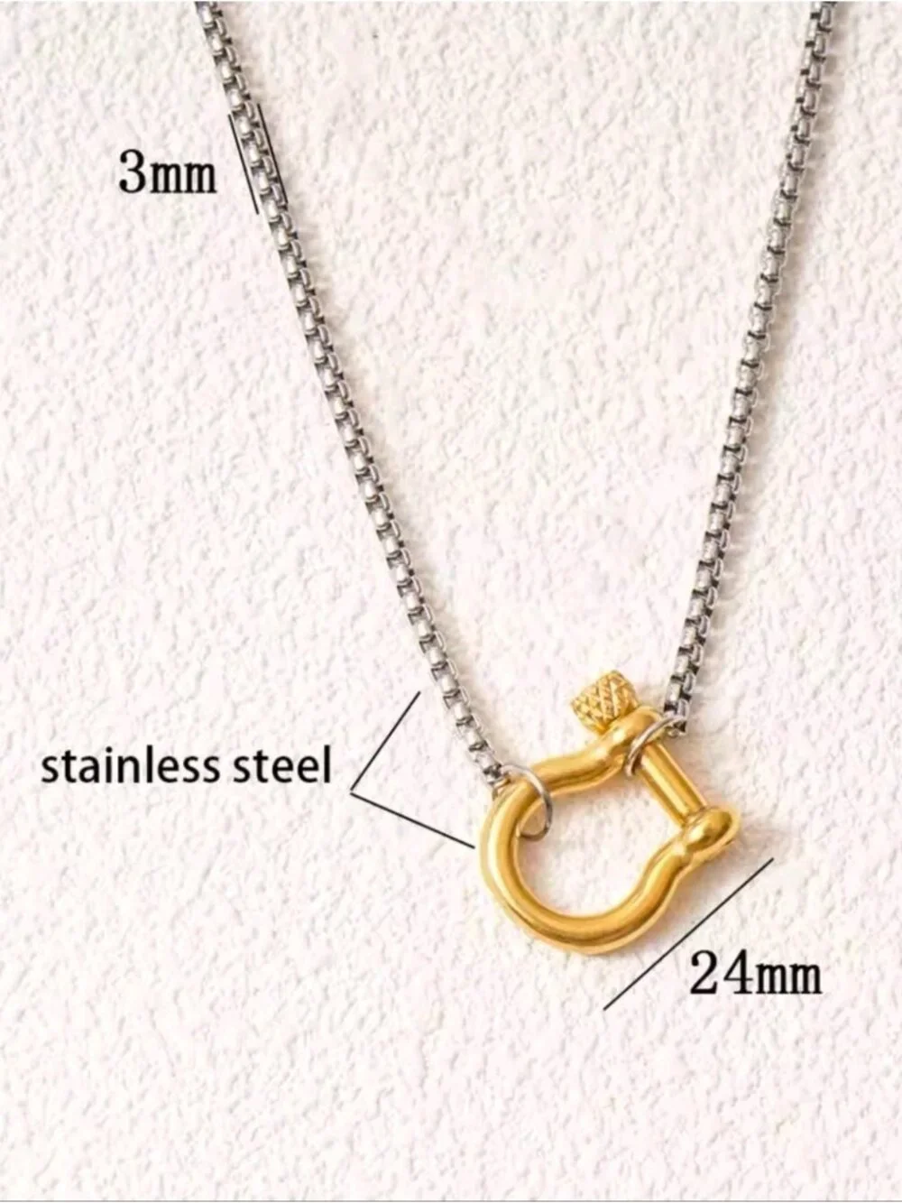 Two-Tone Silver Chain Necklace with Gold Heart Clasp